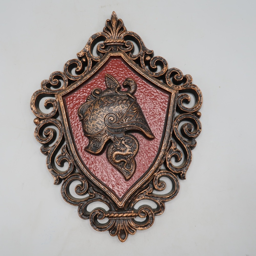 Dart Ind Wall Plaques 1969 Roman Gladiator Helmet Shield Red Bronze Knight Decor